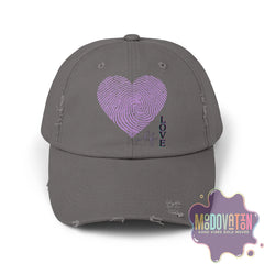 Self Love Fingerprint Heart – Unisex Distressed Vintage Hat - MOODOVATION