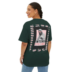 Intense Feelings – Unisex Oversized Boxy Tee - Black/Rose Print