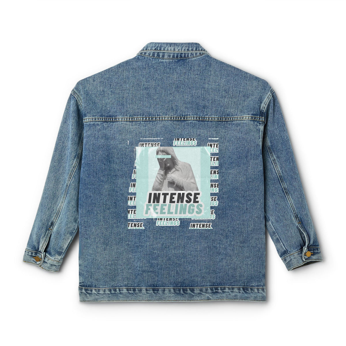 Intense Feelings - Women's Cyan Print Denim Jacket