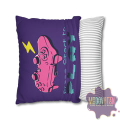 Game Over Spun Polyester Square Pillowcase - Deep Purple - MOODOVATION