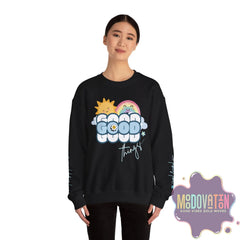 Good Things - Unisex Heavy Blend Crewneck Sweatshirt - Large Graphic Sleeve - MOODOVATION