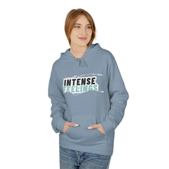 Intense Feelings Unisex Midweight Hoodie - Cyan Print