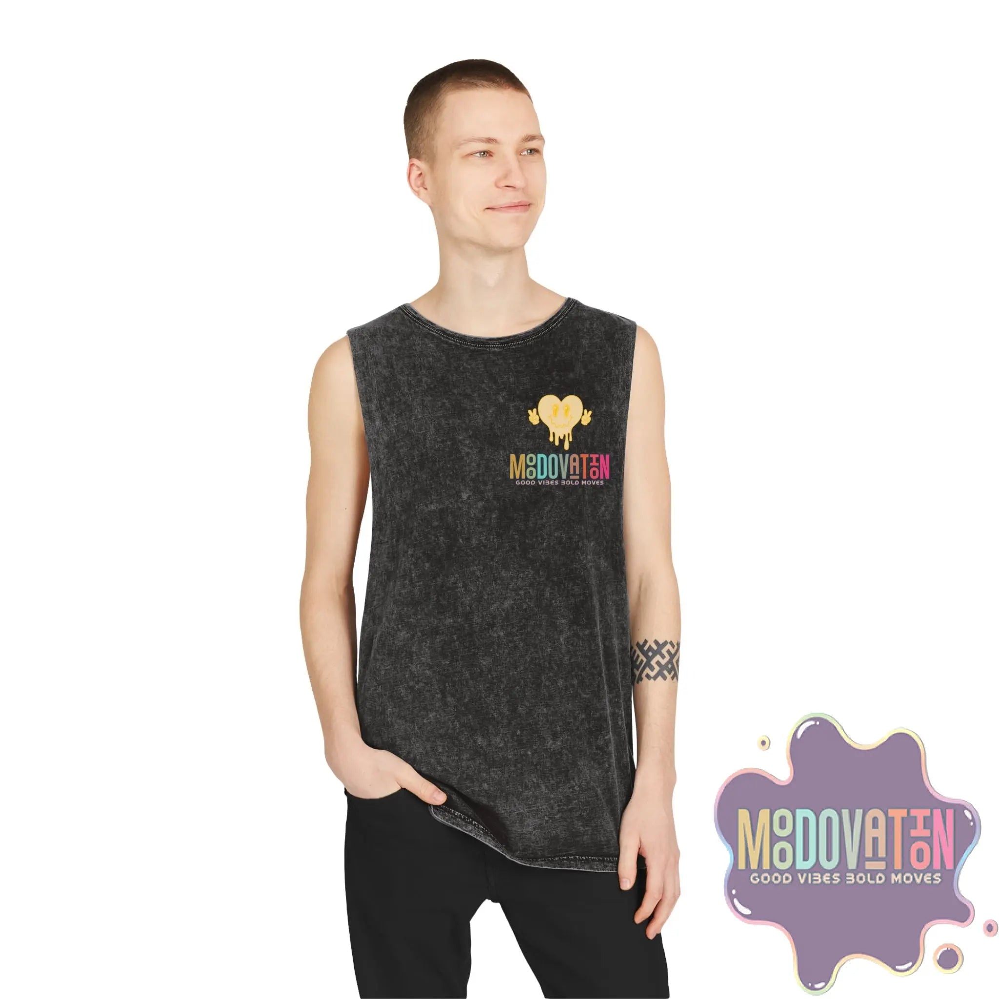 Good Vibes Bold Moves Stonewash Unisex Tank Top – Brand Edition Moodovation