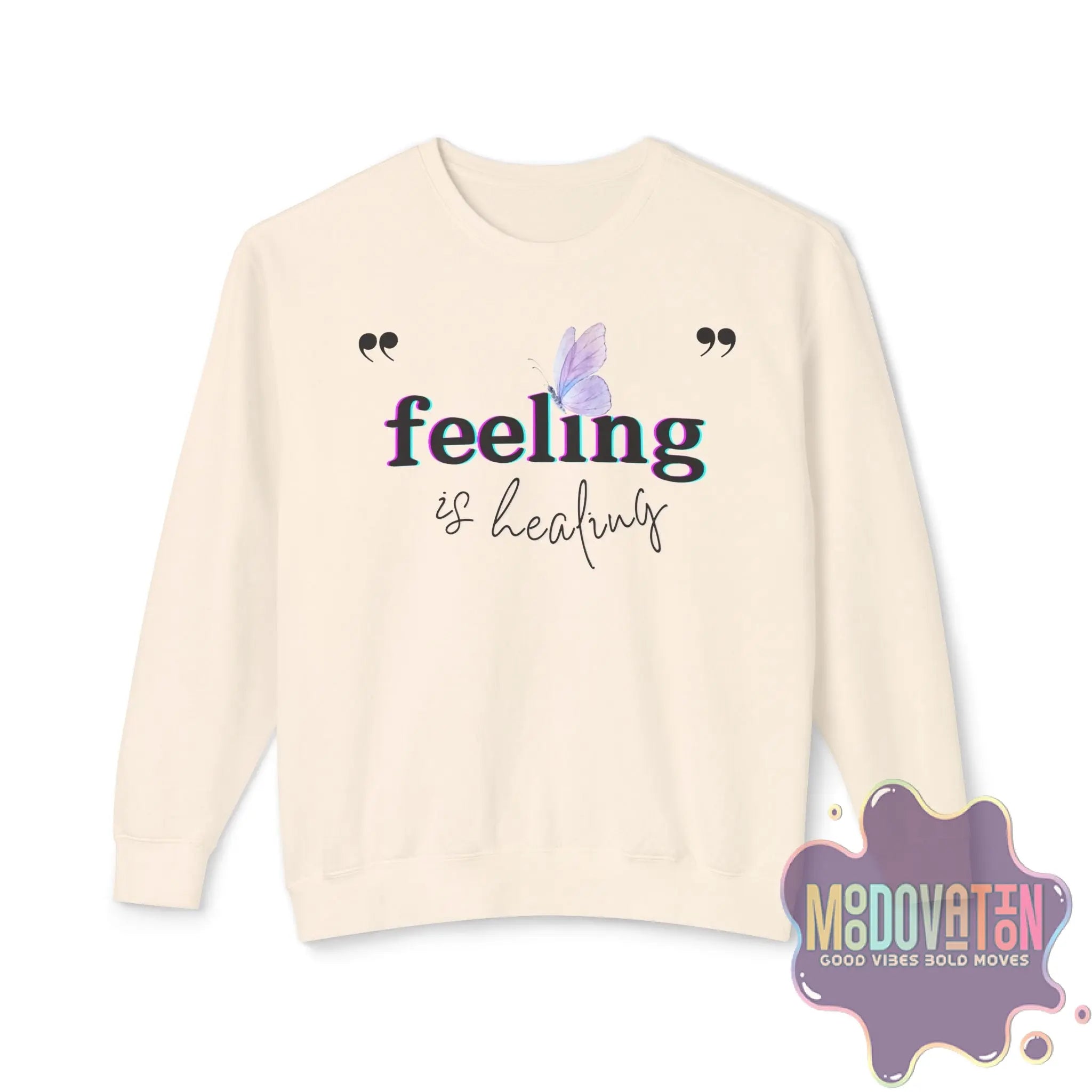 Feeling Is Healing Lightweight Crewneck Sweatshirt - Spring Edition Moodovation