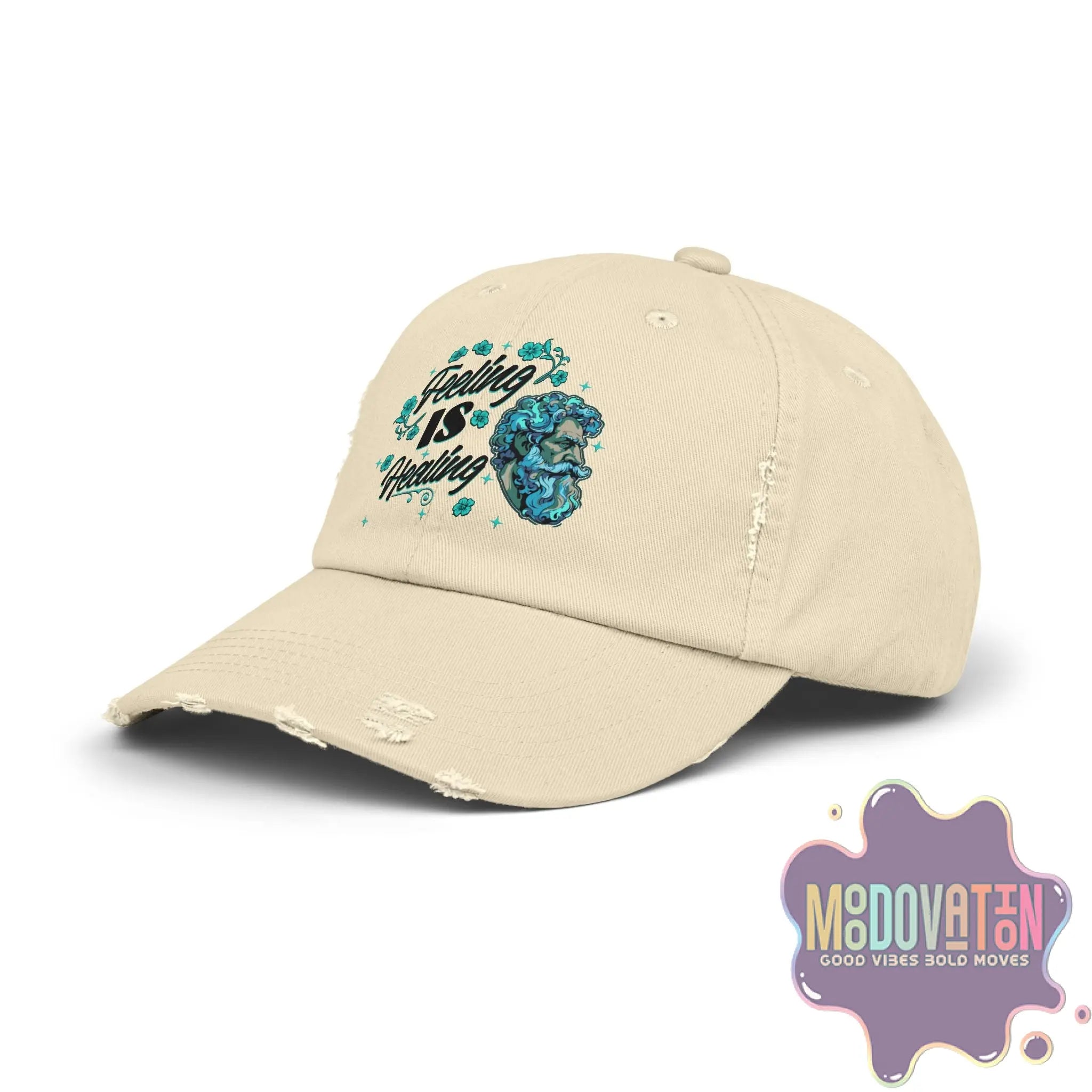 Stoic Feeling Is Healing – Unisex Distressed Vintage Hat - MOODOVATION