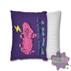 Game Over Spun Polyester Square Pillowcase - Deep Purple - MOODOVATION
