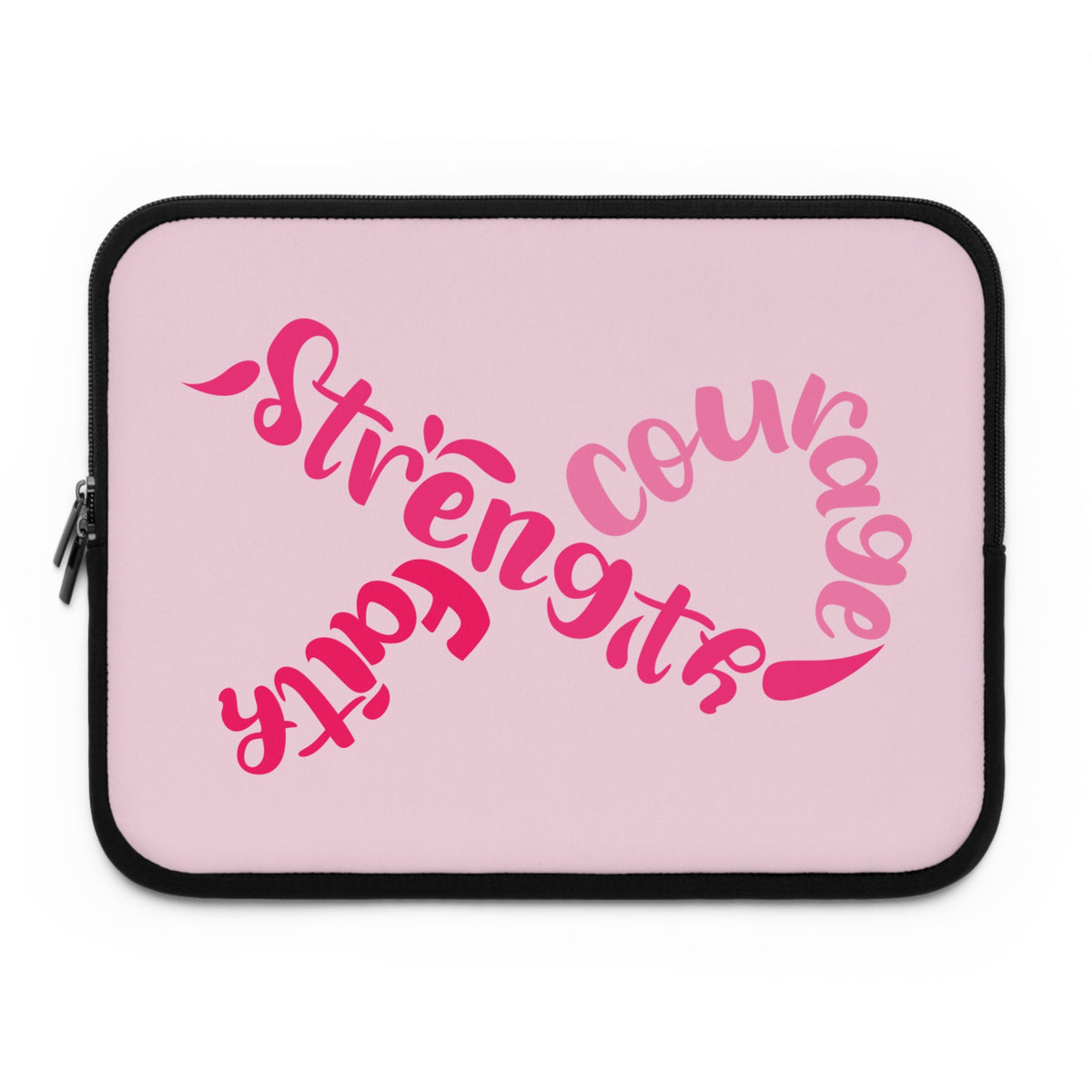 Breast Cancer Awareness Laptop Sleeve – Courage, Strength & Faith