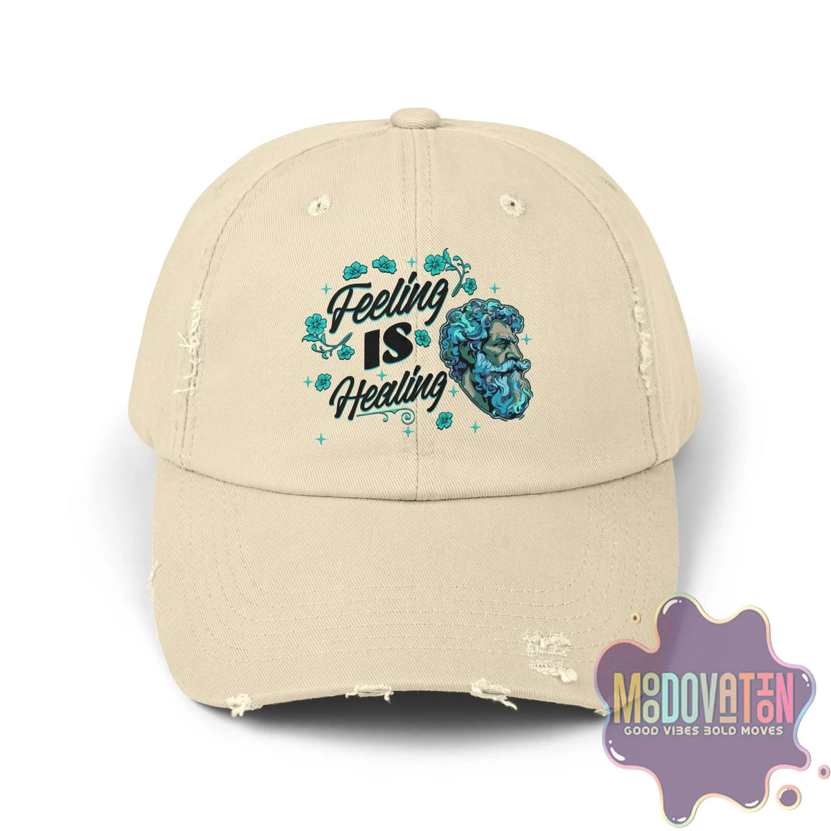 Stoic Feeling Is Healing – Unisex Distressed Vintage Hat - MOODOVATION