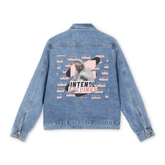 Intense Feelings Men's Street Denim Jacket - Black/Pink Rose