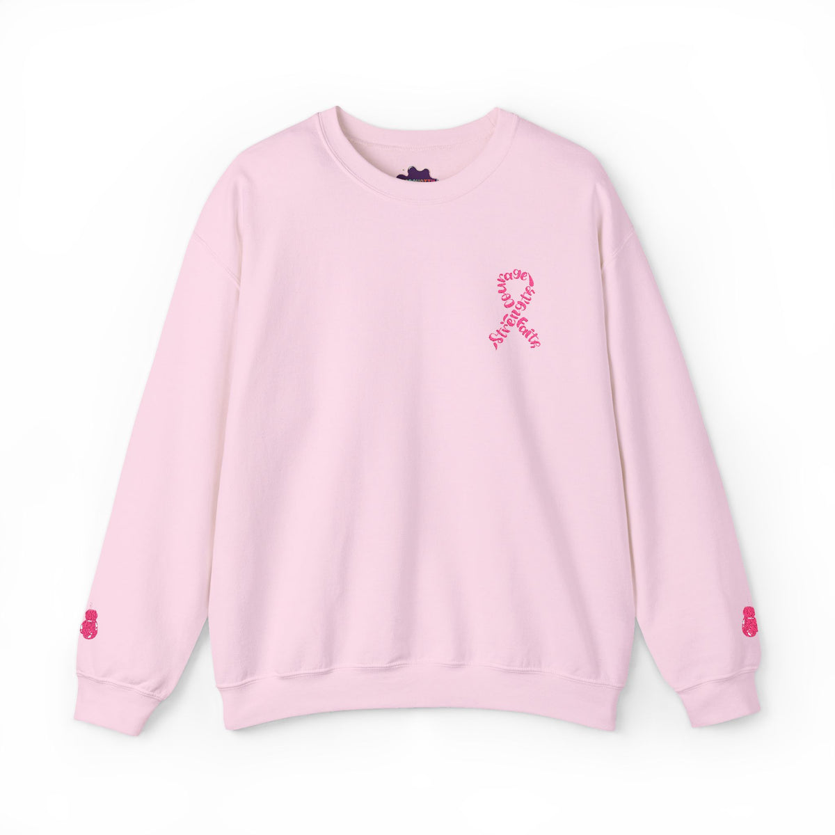 Courage, Strength & Faith – Breast Cancer Awareness Unisex Crewneck Sweatshirt
