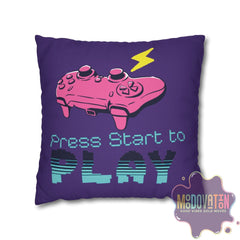 Game Over Spun Polyester Square Pillowcase - Deep Purple - MOODOVATION
