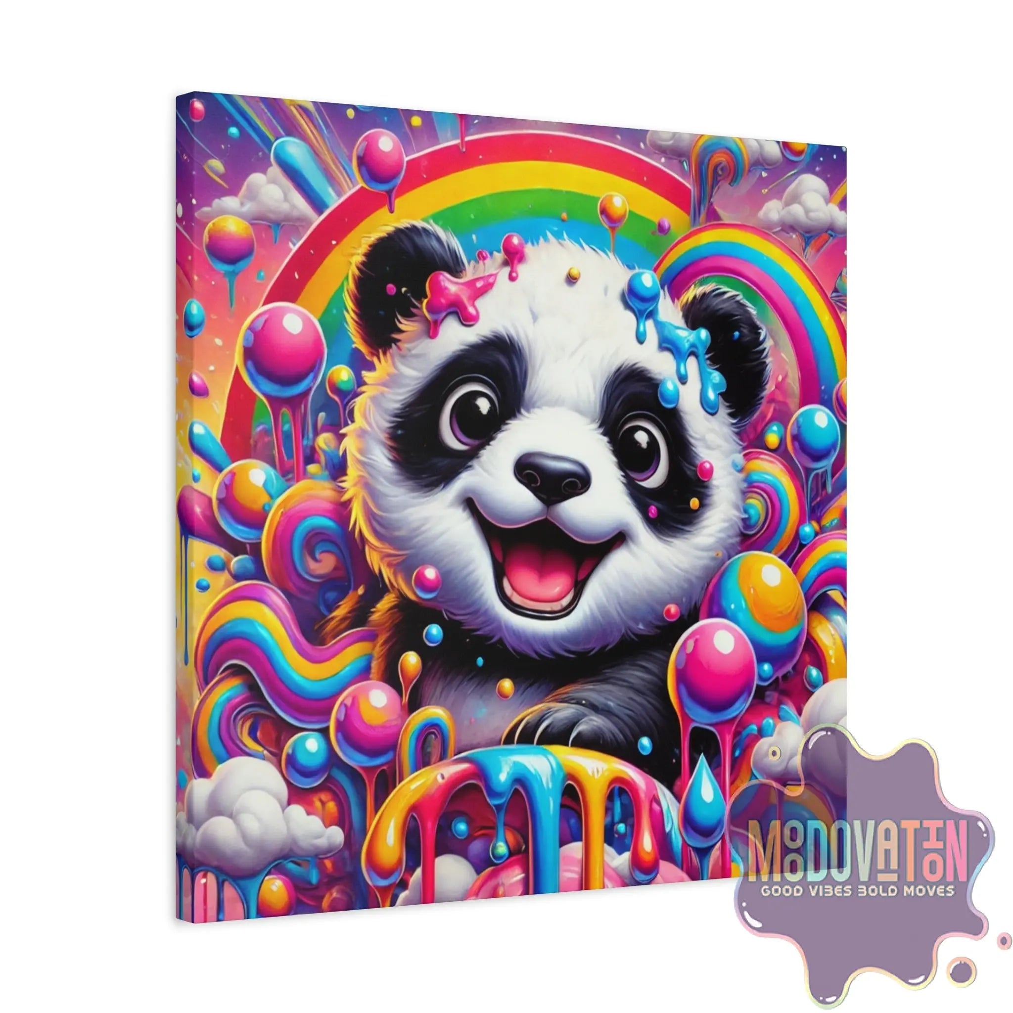 Drippy Delight Panda Matte Canvas - MOODOVATION