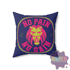 No Pain No Gain Spun Polyester Square Pillow - Navy Blue - MOODOVATION