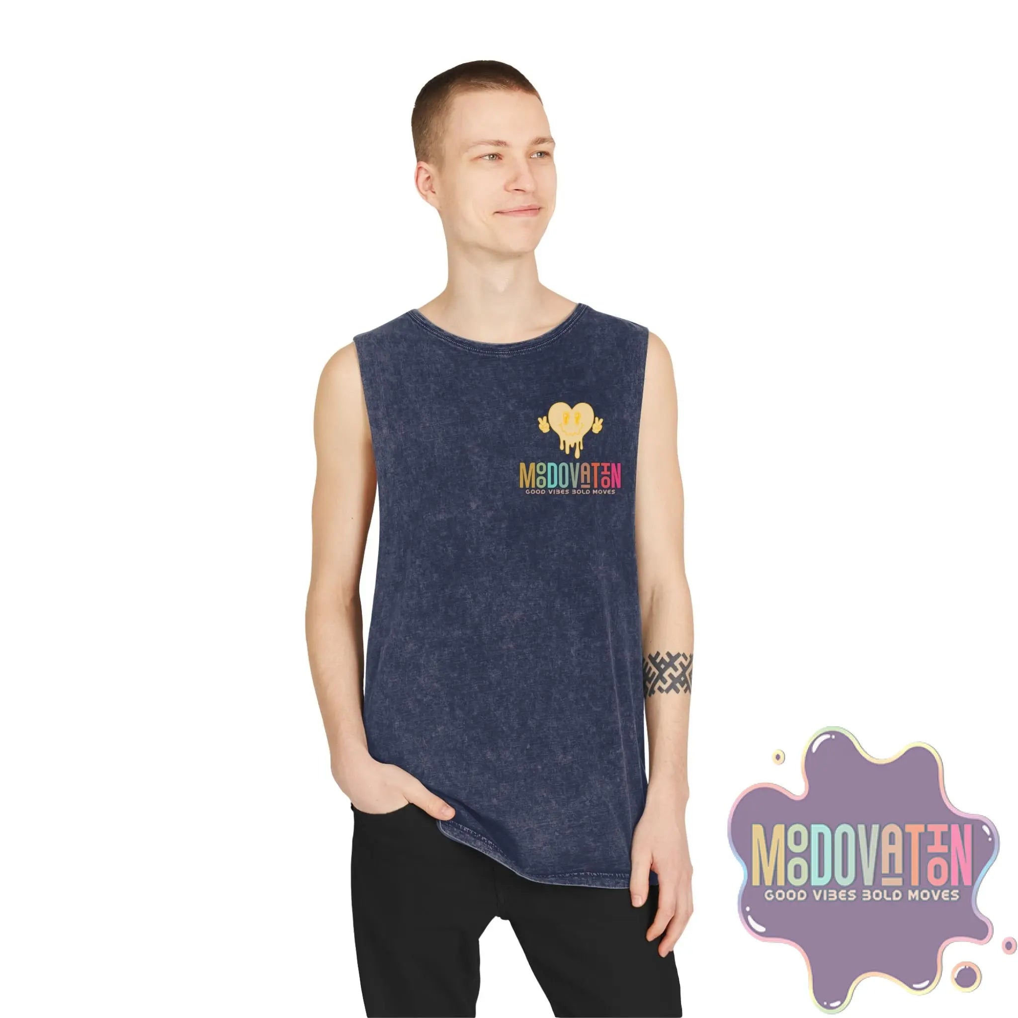 Good Vibes Bold Moves Stonewash Unisex Tank Top – Brand Edition Moodovation