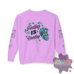 Feeling Is Healing Heart-print Unisex Lightweight Crewneck Sweater - Spring Edition Moodovation