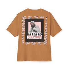 Intense Feelings – Unisex Oversized Boxy Tee - Black/Rose Print