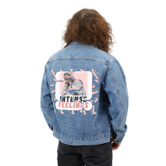 Intense Feelings - Men's Rose Pink Print Street Denim Jacket