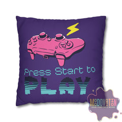 Game Over Spun Polyester Square Pillowcase - Deep Purple - MOODOVATION