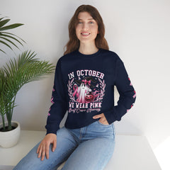 In October We Wear Pink – Breast Cancer Awareness Unisex Crewneck Sweatshirt