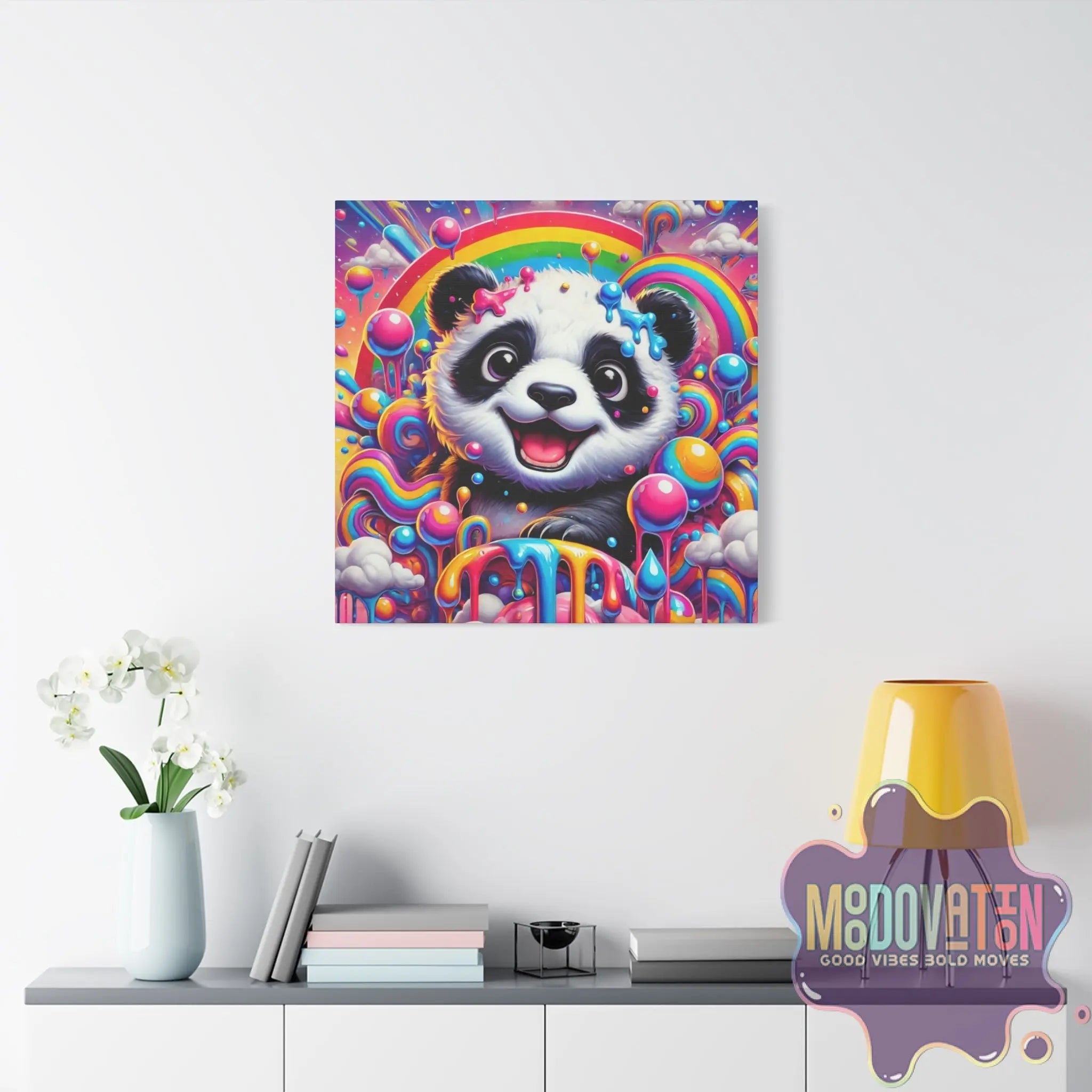 Drippy Delight Panda Matte Canvas - MOODOVATION