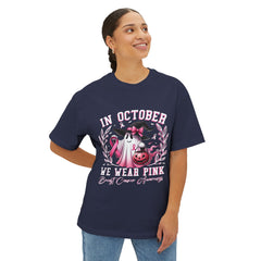 In October We Wear Pink – Breast Cancer Awareness Unisex Oversized Boxy Tee