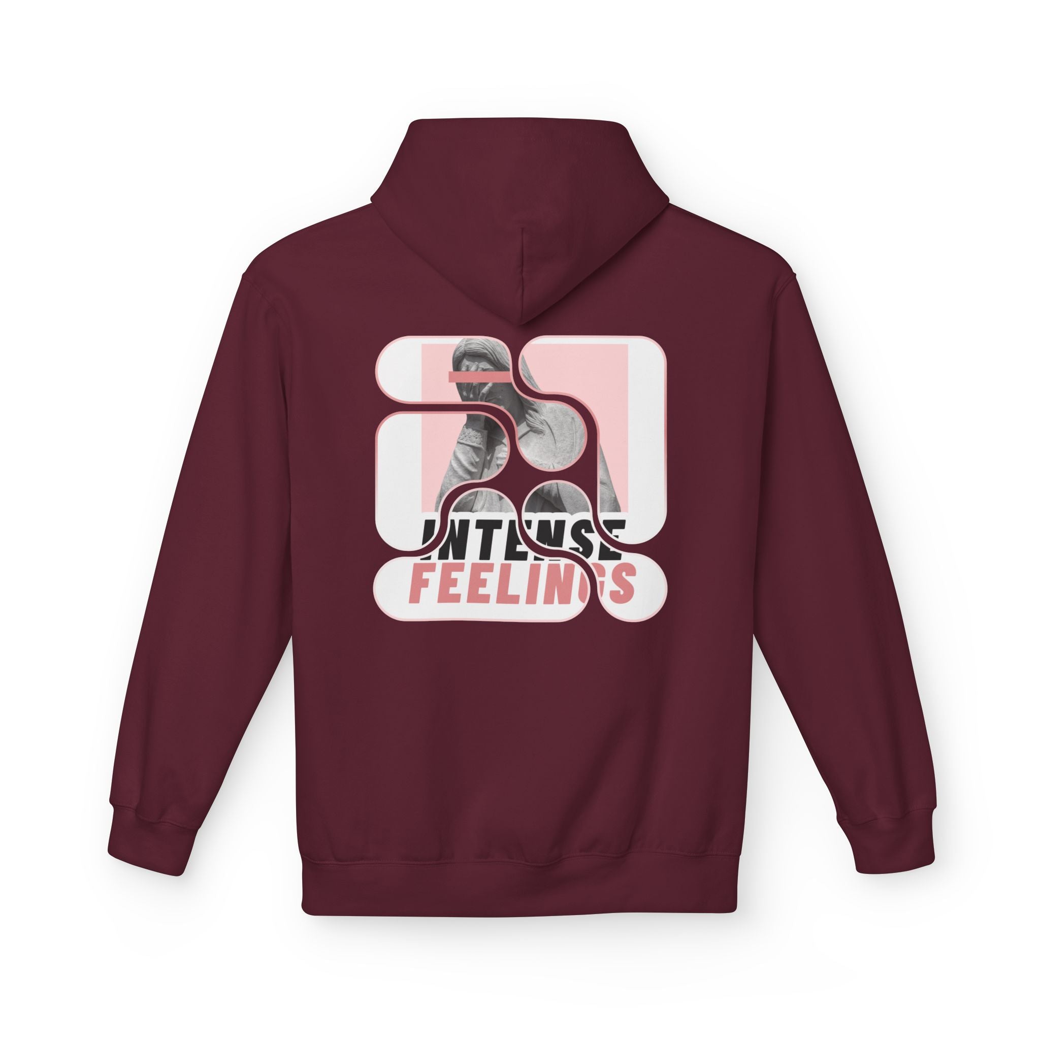 Intense Feelings Unisex Midweight Hoodie - Rose Pink Print