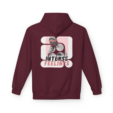 Intense Feelings Unisex Midweight Hoodie - Rose Pink Print