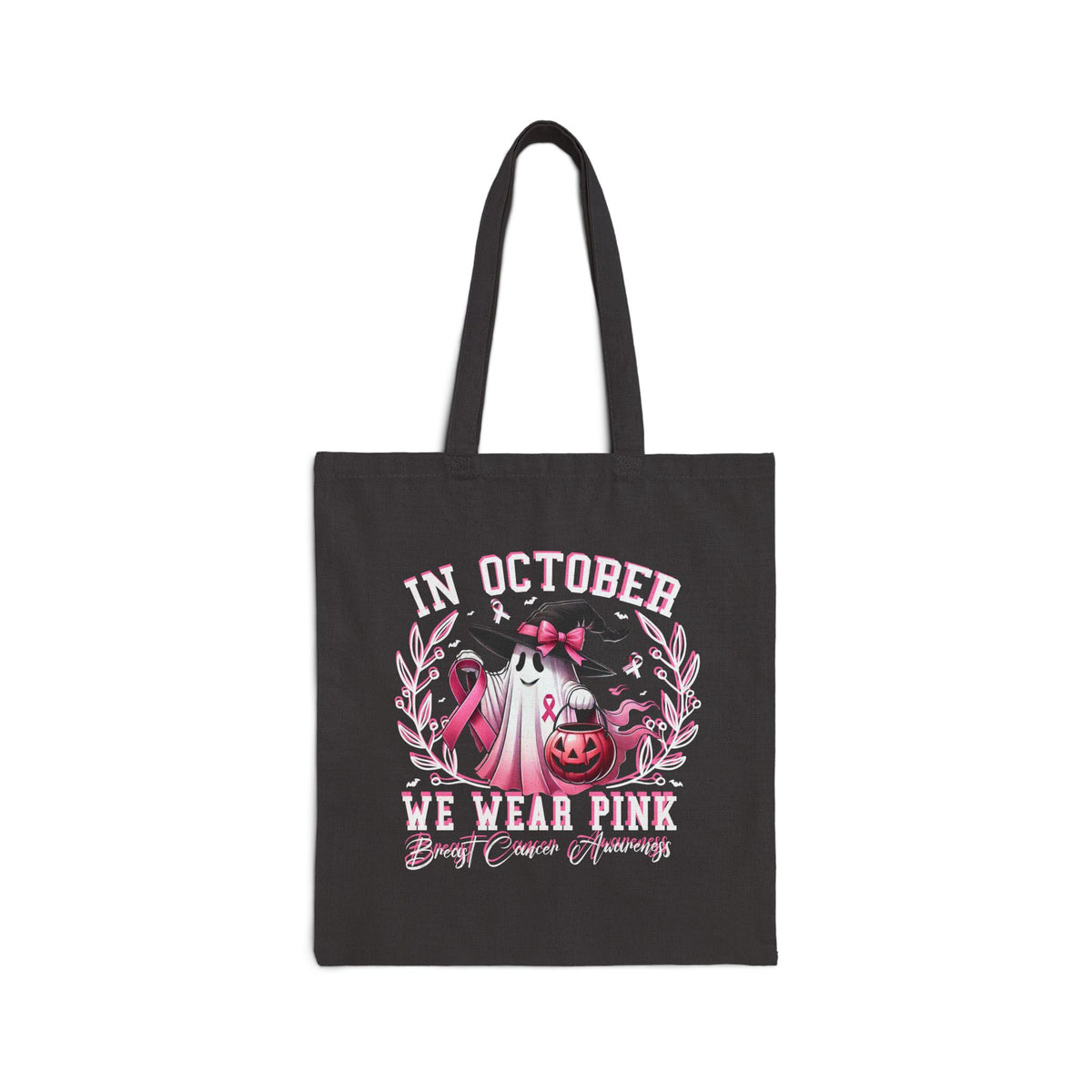 In October We Wear Pink Breast Cancer Awareness Tote Bag