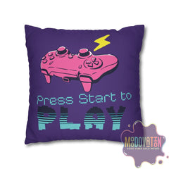 Game Over Spun Polyester Square Pillowcase - Deep Purple - MOODOVATION