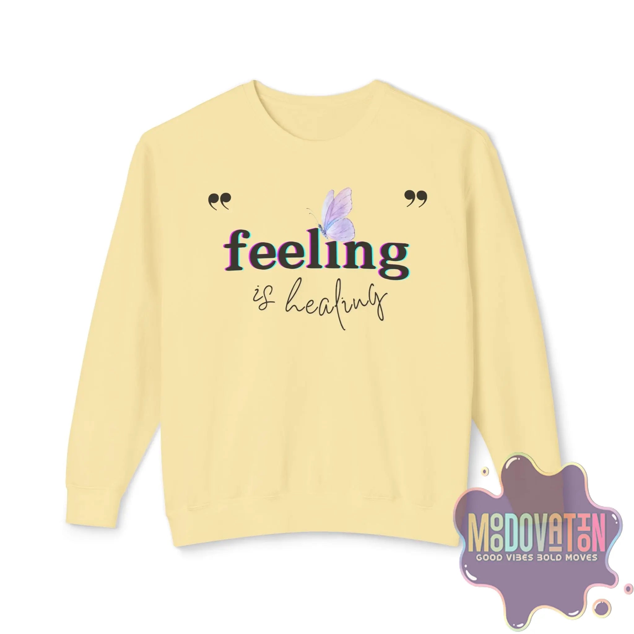 Feeling Is Healing Lightweight Crewneck Sweatshirt - Spring Edition Moodovation