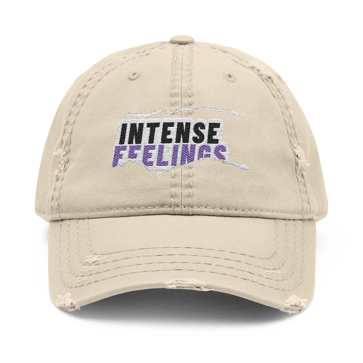 Intense Feelings - Distressed Embroidered Dad Hat Moodovation