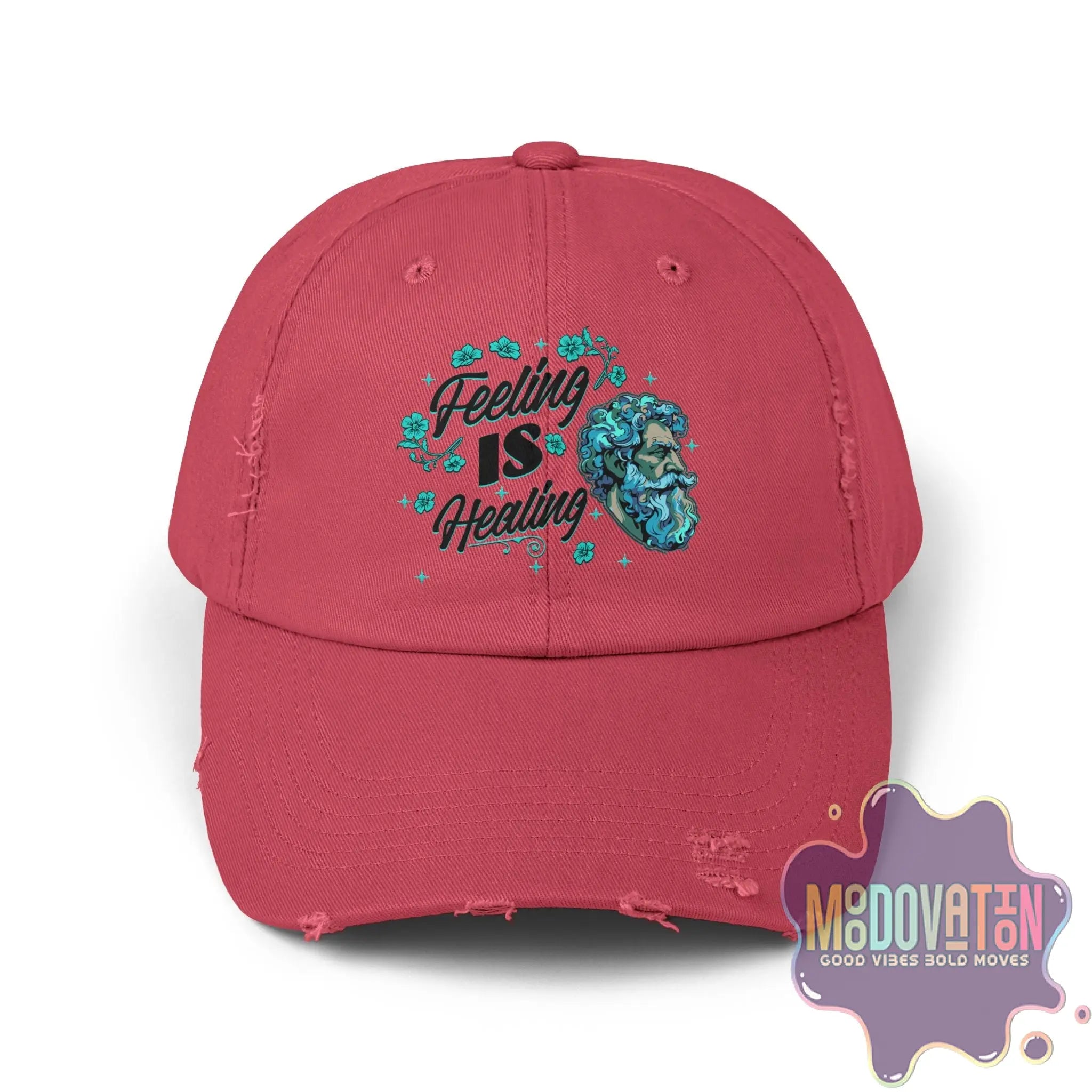 Stoic Feeling Is Healing – Unisex Distressed Vintage Hat - MOODOVATION