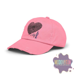 Self Love Fingerprint Heart – Unisex Distressed Vintage Hat - MOODOVATION