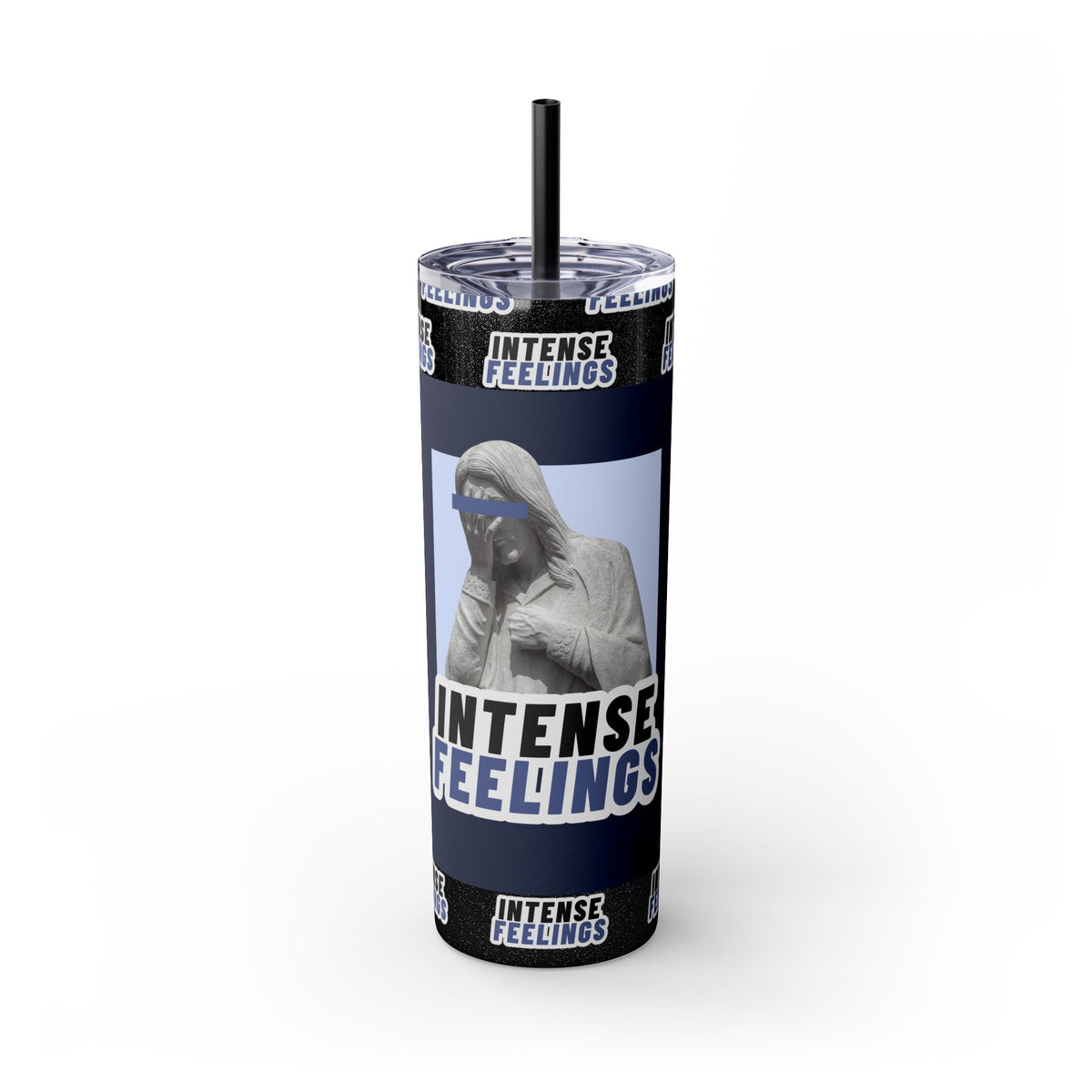 Intense Feelings - Navy Blue Print Skinny Tumbler