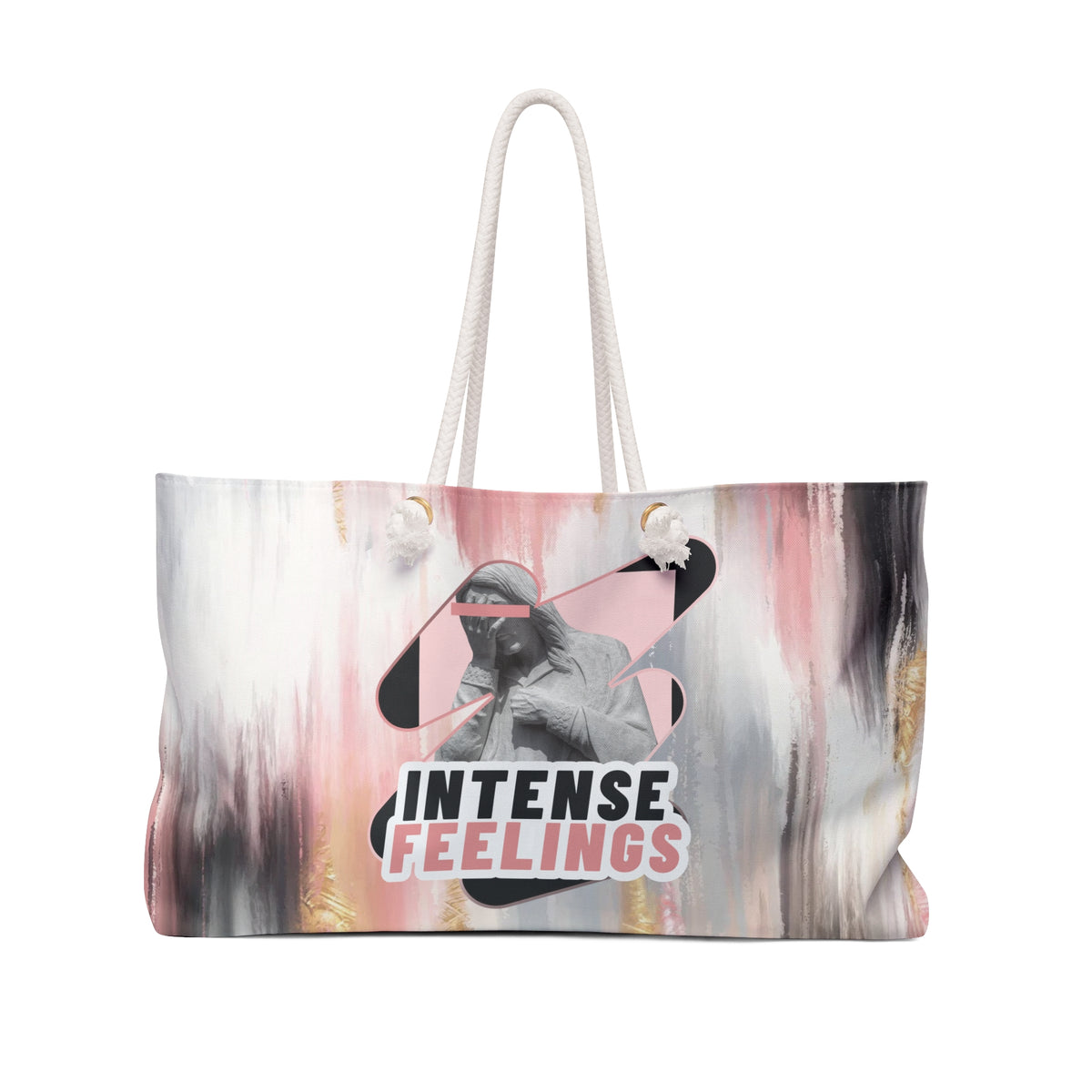 Intense Feelings – Black/Rose Pink Weekender Tote Bag
