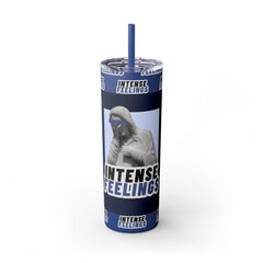 Intense Feelings - Navy Blue Print Skinny Tumbler