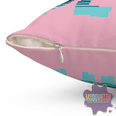 Game Over Spun Polyester Square Pillow - Pink - MOODOVATION