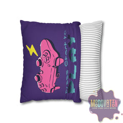 Game Over Spun Polyester Square Pillowcase - Deep Purple - MOODOVATION