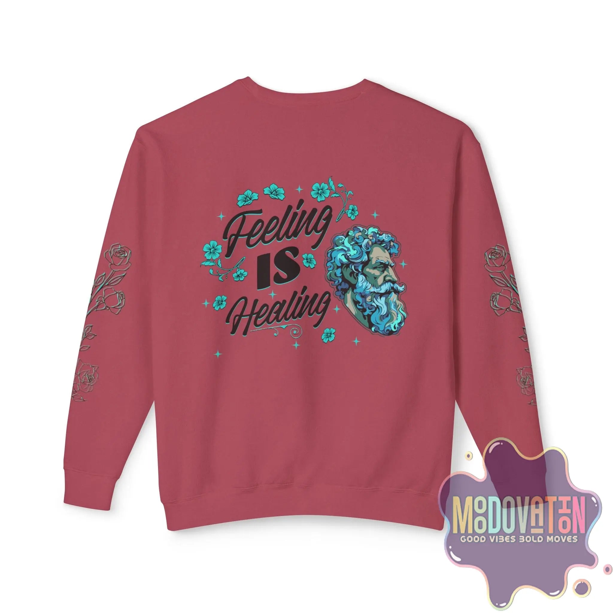 Feeling Is Healing Heart-print Unisex Lightweight Crewneck Sweater - Spring Edition Moodovation