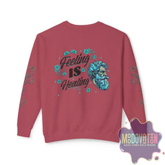 Feeling Is Healing Heart-print Unisex Lightweight Crewneck Sweater - Spring Edition Moodovation
