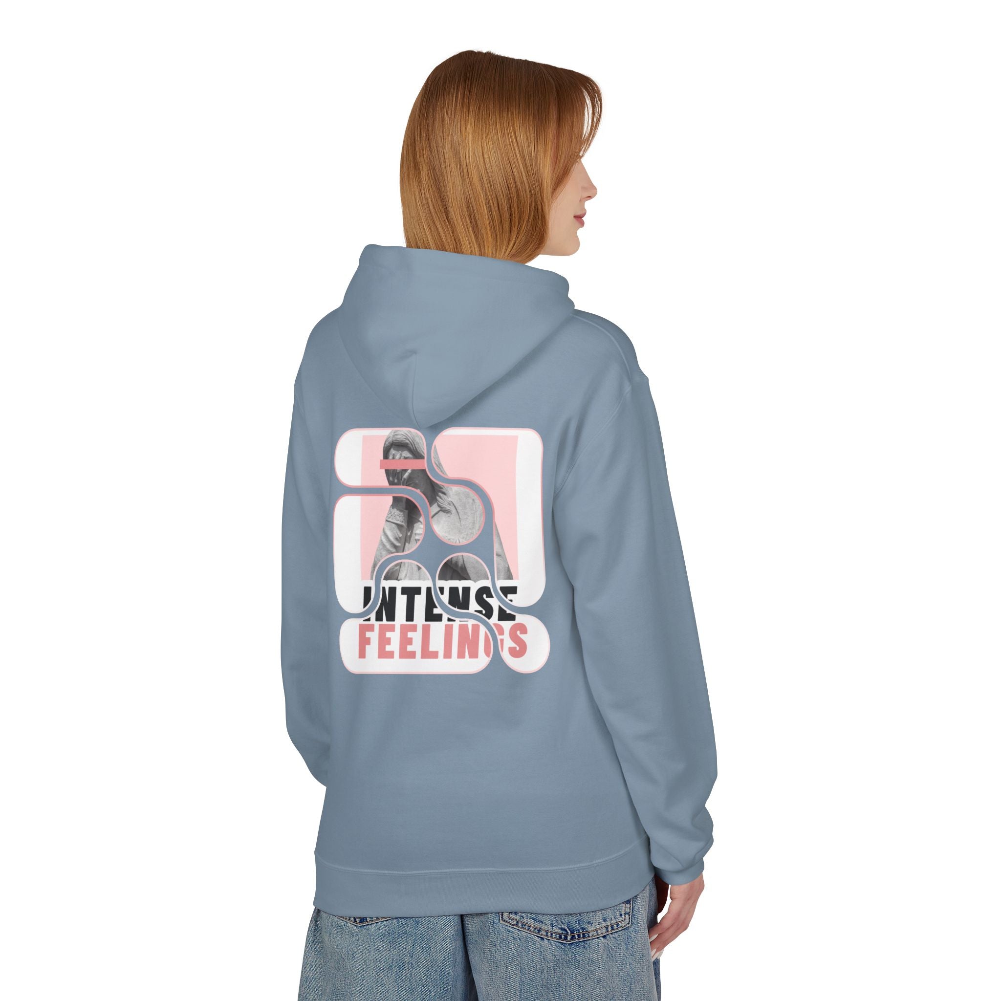 Intense Feelings Unisex Midweight Hoodie - Rose Pink Print