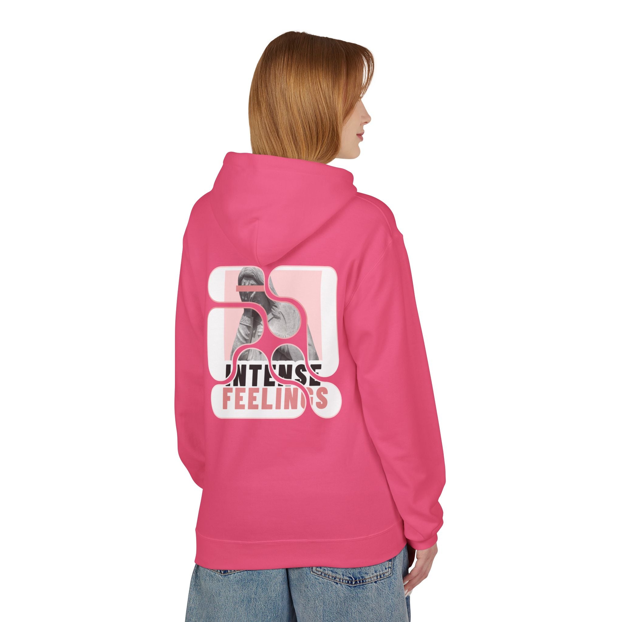 Intense Feelings Unisex Midweight Hoodie - Rose Pink Print