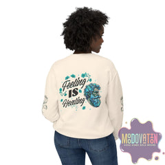 Feeling Is Healing Heart-print Unisex Lightweight Crewneck Sweater - Spring Edition Moodovation