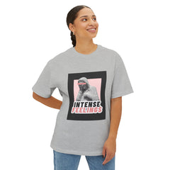 Intense Feelings – Unisex Oversized Boxy Tee - Black/Rose Print