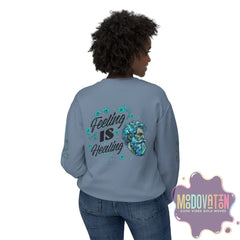 Feeling Is Healing Heart-print Unisex Lightweight Crewneck Sweater - Spring Edition Moodovation