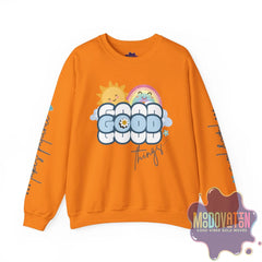 Good Things - Unisex Heavy Blend Crewneck Sweatshirt - Large Graphic Sleeve - MOODOVATION