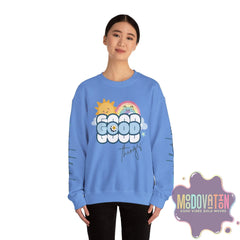 Good Things - Unisex Heavy Blend Crewneck Sweatshirt - Large Graphic Sleeve - MOODOVATION