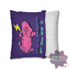 Game Over Spun Polyester Square Pillowcase - Deep Purple - MOODOVATION