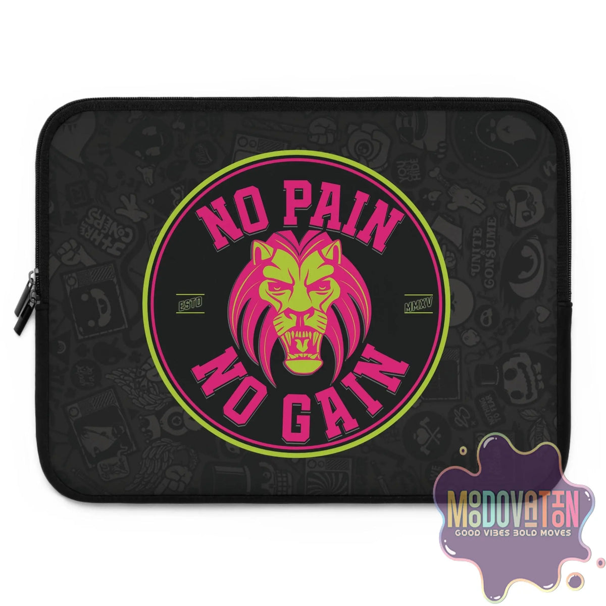 No Pain No Gain Laptop Sleeve - Black - MOODOVATION