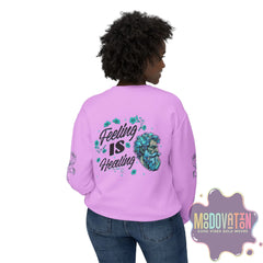Feeling Is Healing Heart-print Unisex Lightweight Crewneck Sweater - Spring Edition Moodovation